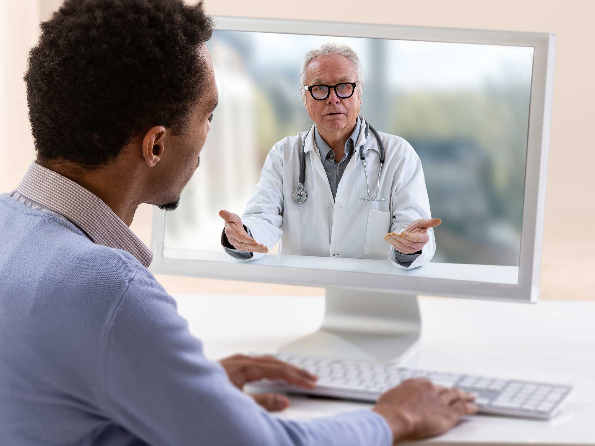 Patient talking to doctor over the computer